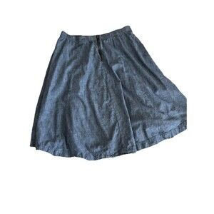 Lane Bryant Womens 16 Blue Denim Chambray Skirt Aline Midi Swing Skirt Pockets